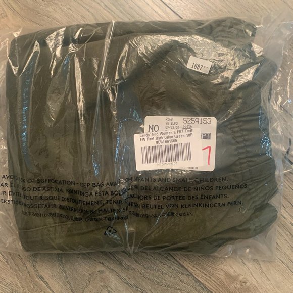 NWT LANDS' END WOMEN'S FIT3 TWILL ELASTIC WAIST PANTS DARK OLIVE GREEN 18P - Picture 9 of 11